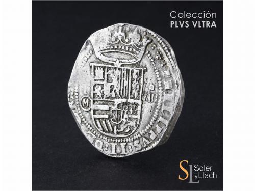 FELIPE II. 8 Reales. S/F. TOLEDO. M. Anv.: T roel encima / M