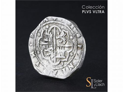 FELIPE II. 8 Reales. S/F. TOLEDO. M. Anv.: T roel encima / M