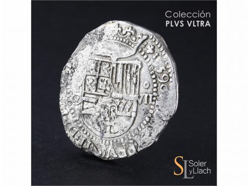 FELIPE II. 8 Reales. 1590. TOLEDO. M. Anv.: T roel encima / 