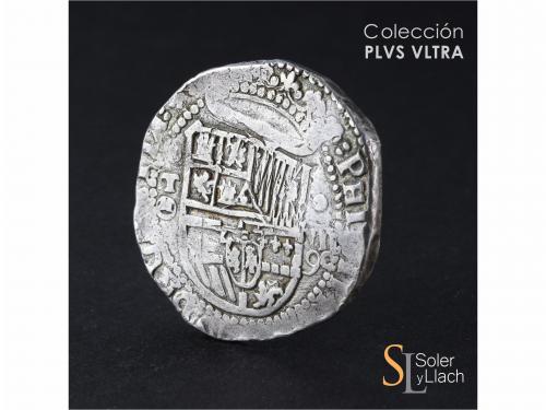 FELIPE II. 8 Reales. 1590. TOLEDO. M. Anv.: T roel encima / 