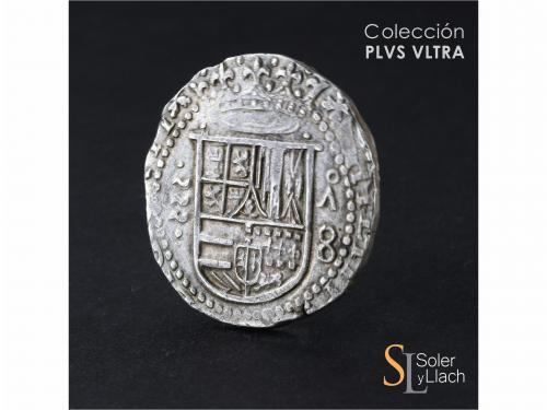 FELIPE II. 8 Reales. S/F. VALLADOLID. A. Anv.: Tres girones 