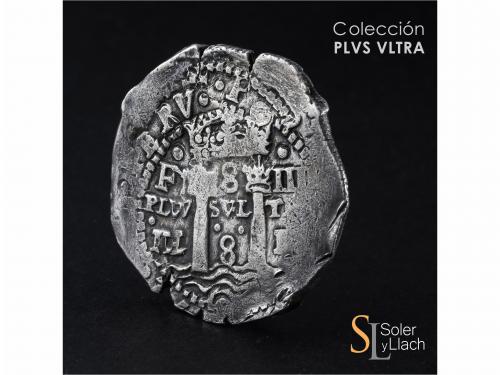 FELIPE IV. 8 Reales. 1652. POTOSÍ. E. Rev.: F - 8 - IIII / P