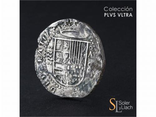 FELIPE II. 8 Reales. S/F. VALLADOLID. A. Anv.: Tres girones 