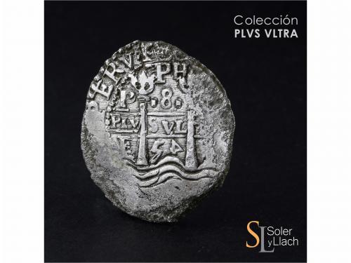 FELIPE IV. 8 Reales. 1654. POTOSÍ. E. Rev.: PH debajo de la 