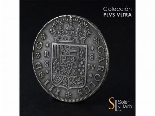 CARLOS III. 8 Reales. 1762. SEVILLA. J.V. 26,67 grs. Pátina 