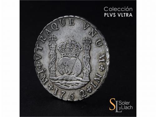 CARLOS III. 8 Reales. 1762. LIMA. J.M. 26,88 grs. Columnario