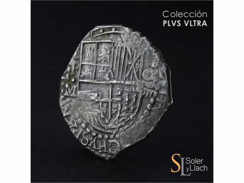 FELIPE II. 8 Reales. S/F. LIMA. M. Anv.: P / M - Escudo - VI