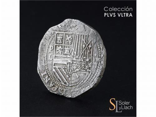 FELIPE II. 8 Reales. S/F. LIMA. L. Anv.: P / L - Escudo - VI