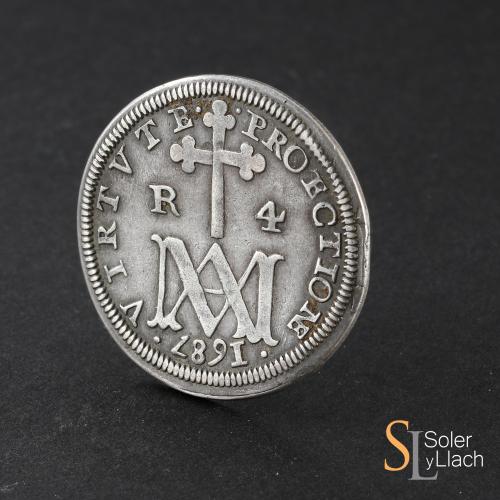 CARLOS II. 4 Reales. 1687. SEGOVIA. BR. 10,85 grs. Tipo Marí