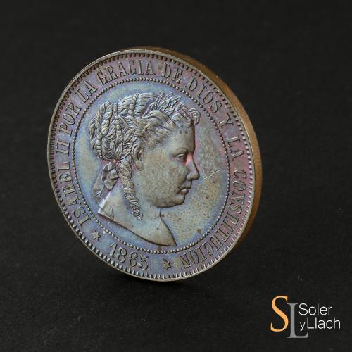 ISABEL II. 5 Céntimos de Escudo. 1865. MADRID. 12,44 grs. PR