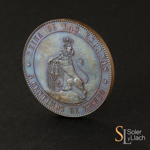 ISABEL II. 5 Céntimos de Escudo. 1865. MADRID. 12,44 grs. PR