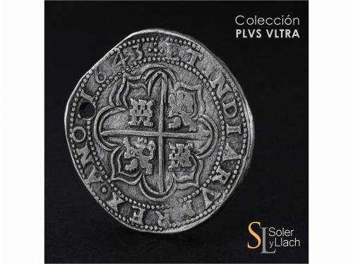 FELIPE IV. 8 Reales. 1643. POTOSÍ. TR. Anv.: P / punto / TR 