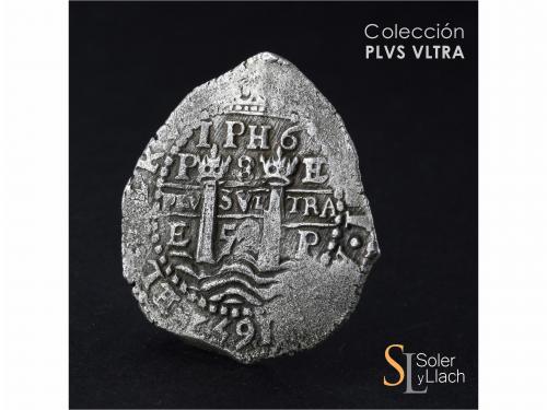 FELIPE IV. 8 Reales. 1652. POTOSÍ. E. Rev.: IPH6 bajo la cor