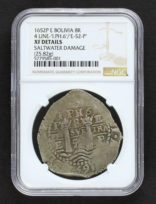 FELIPE IV. 8 Reales. 1652. POTOSÍ. E. Rev.: IPH6 bajo la cor