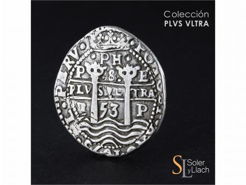 FELIPE IV. 8 Reales. 1653. POTOSÍ. E. Anv.: 3 cifras en la f