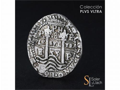 FELIPE IV. 8 Reales. 1655. POTOSÍ. E. Anv.: 3 puntos bajo co