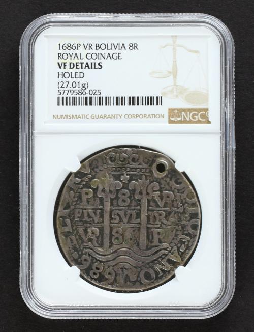 CARLOS II. 8 Reales. 1686. POTOSÍ. VR (nexadas). 27,01 grs. 