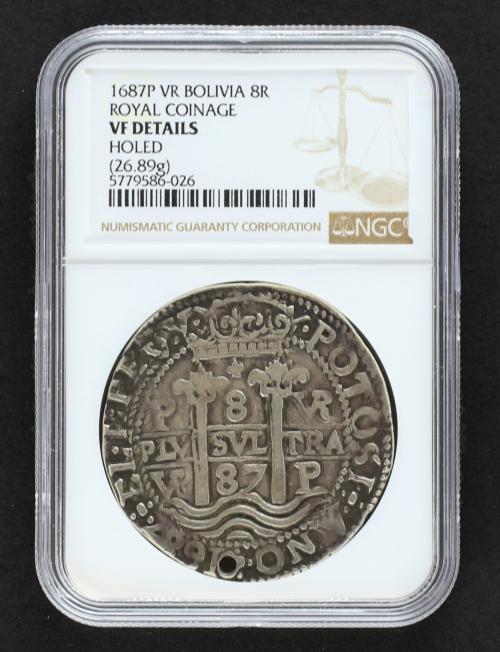 CARLOS II. 8 Reales. 1687. POTOSÍ. VR (nexadas). 26,89 grs. 