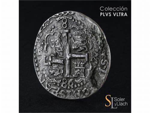 CARLOS II. 8 Reales. 1686. LIMA. R. Anv.: Final leyenda: (HI