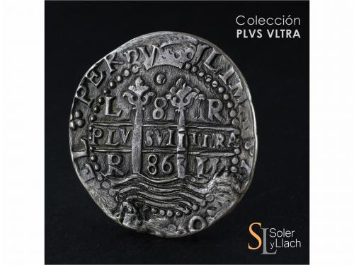 CARLOS II. 8 Reales. 1686. LIMA. R. Anv.: Final leyenda: (HI