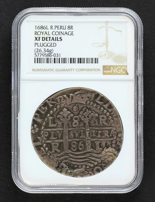 CARLOS II. 8 Reales. 1686. LIMA. R. Anv.: Final leyenda: (HI