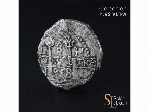 CARLOS II. 8 Reales. 1698. LIMA. H. 25,65 grs. Repintada en 