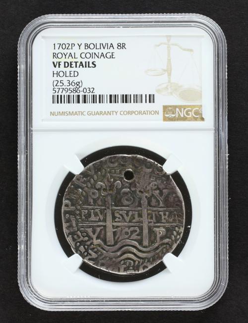 FELIPE V. 8 Reales. 1702. POTOSÍ. Y. 25,36 grs. Tipo Real. G