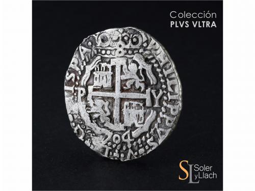 FELIPE V. 8 Reales. 1704. POTOSÍ. Y. 26,40 grs. Tipo Real. G