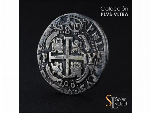 FELIPE V. 8 Reales. 1708. POTOSÍ. Y. 27,09 grs. Tipo Real. G