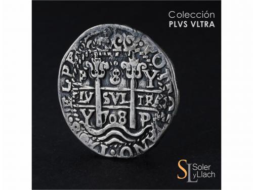 FELIPE V. 8 Reales. 1708. POTOSÍ. Y. 27,09 grs. Tipo Real. G