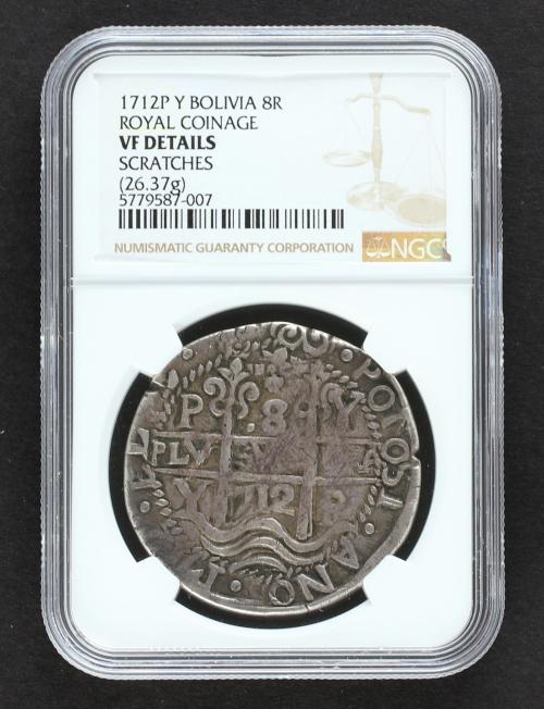 FELIPE V. 8 Reales. 1712. POTOSÍ. Y. 26,37 grs. Tipo Real. G