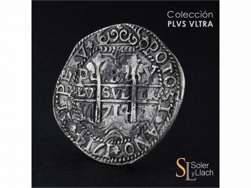 FELIPE V. 8 Reales. 1714. POTOSÍ. Y. 27,34 grs. Tipo Real. G