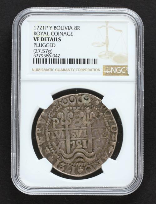 FELIPE V. 8 Reales. 1721. POTOSÍ. Y. 27,57 grs. Tipo Real. G