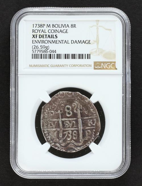 FELIPE V. 8 Reales. 1738. POTOSÍ. M. 26,59 grs. Tipo Real. G