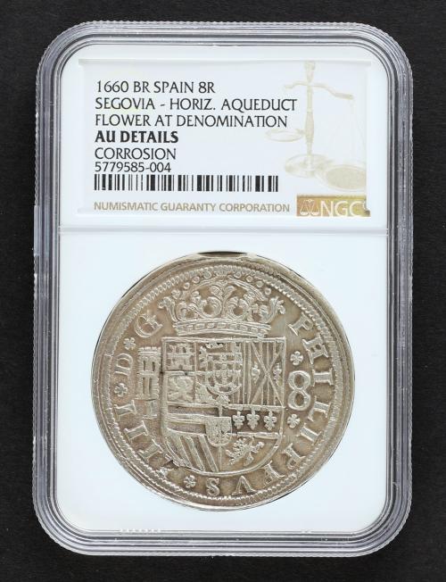 FELIPE IV. 8 Reales. 1660. SEGOVIA. I. Anv.: Acueducto horiz