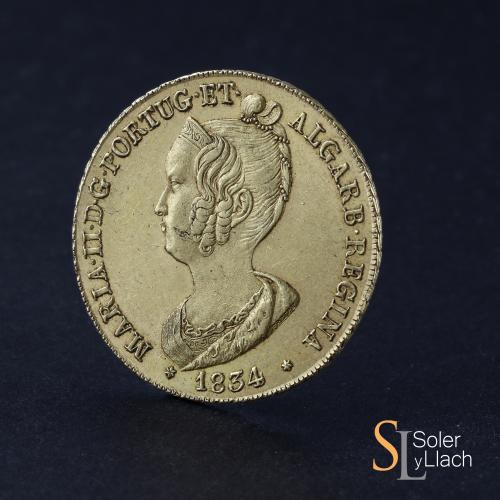 PORTUGAL. Peça (6.400 Reis). 1834. MARÍA II. 14,31 grs. AU. 
