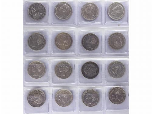 LOTES CENTENARIO. Lote 31 monedas 5 Pesetas. 1870 a 1899. GO