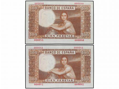 ESTADO ESPAÑOL. Lote 2 billetes 100 Pesetas. 7 Abril 1953. R