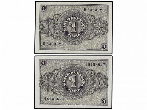 ESTADO ESPAÑOL. Lote 2 billetes 1 Peseta. 30 Abril 1938. Ser