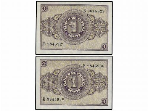 ESTADO ESPAÑOL. Lote 2 billetes 1 Peseta. 12 Octubre 1937. S