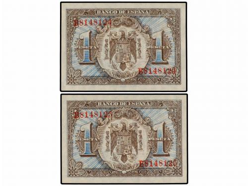 ESTADO ESPAÑOL. Lote 2 billetes 1 Peseta. 1 Enero 1940. Hern