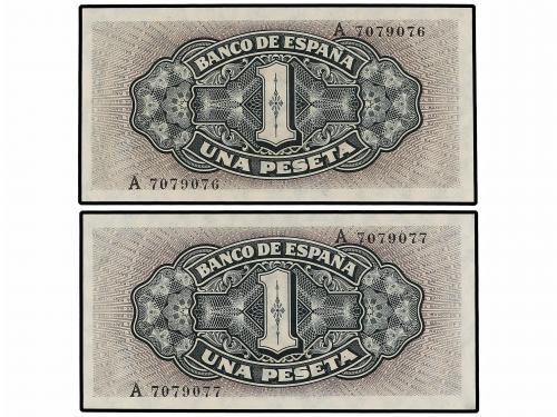 ESTADO ESPAÑOL. Lote 2 billetes 1 Peseta. 4 Septiembre 1940.