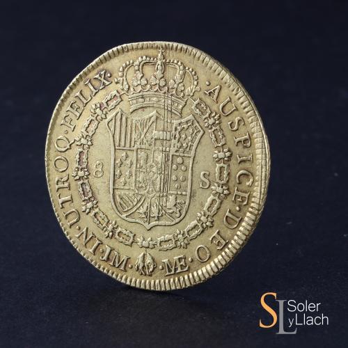 CARLOS III. 8 Escudos. 1772. LIMA. J.M. 26,81 grs. Ensayador