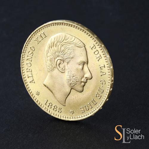 ALFONSO XII. 25 Pesetas. 1885 (*18-85). M.S.-M. (Levísimas r