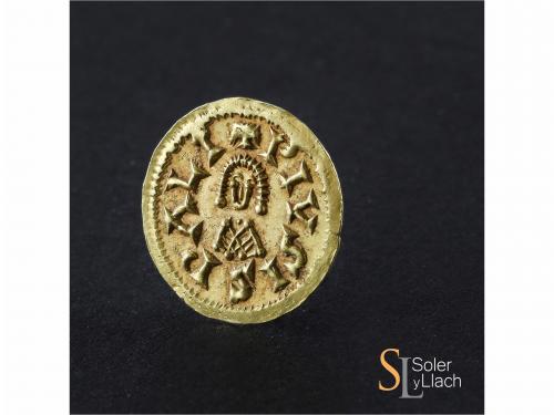 MONEDAS VISIGODAS. Triente. GUNDEMARO (610-612 d.C.). ISPALI