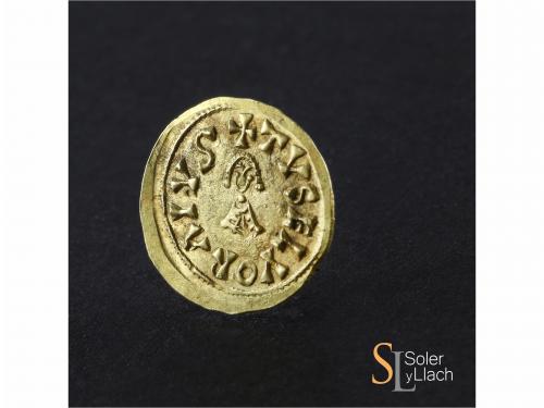 MONEDAS VISIGODAS. Triente. SISEBUTO (612-621 d.C.). ELVORA 