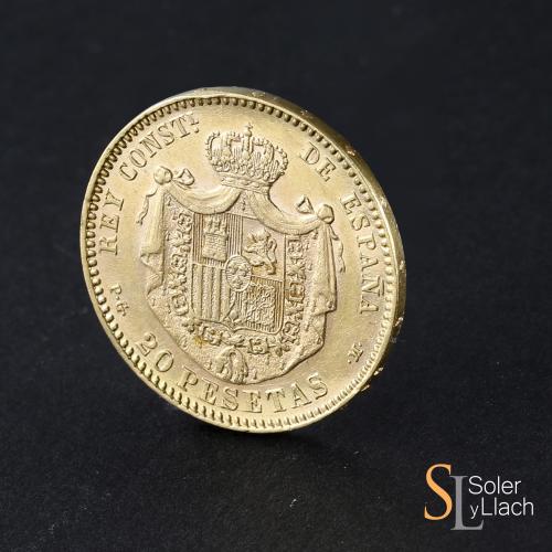 ALFONSO XIII. 20 Pesetas. 1892 (*18-92). P.G.-M. (Leves golp