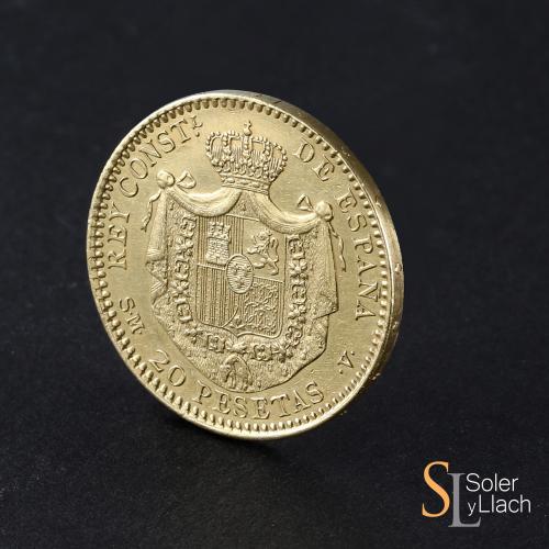 ALFONSO XIII. 20 Pesetas. 1904 (*19-04). S.M.-V. Cifras de l