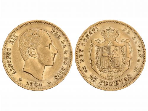 ALFONSO XII. 25 Pesetas. 1884 (*18-84). M.S.-M. Cifras de la