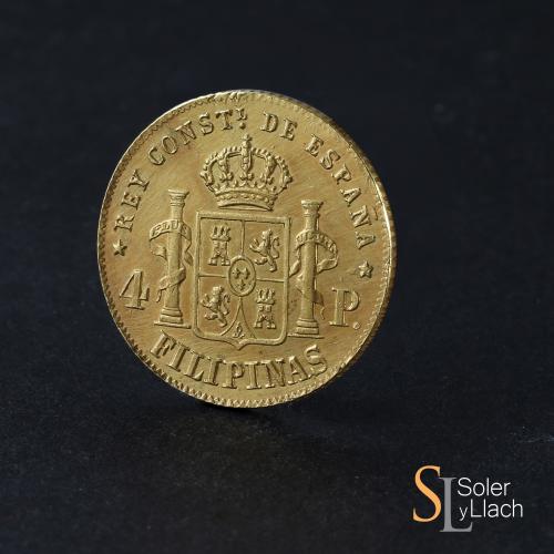 ALFONSO XII. 4 Pesos. 1882. MANILA. 6,79 grs. ESCASA. EBC-/E